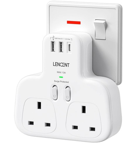 Double plug adaptor surge - double,