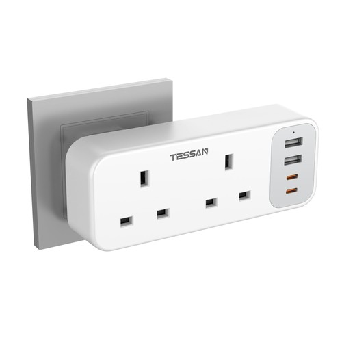 Tessan double plug adaptor - double, uk