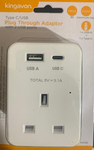Plug through mains adapter - through, uk