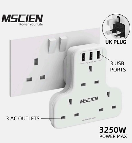 Mscien plug adapter 3 - plug,
